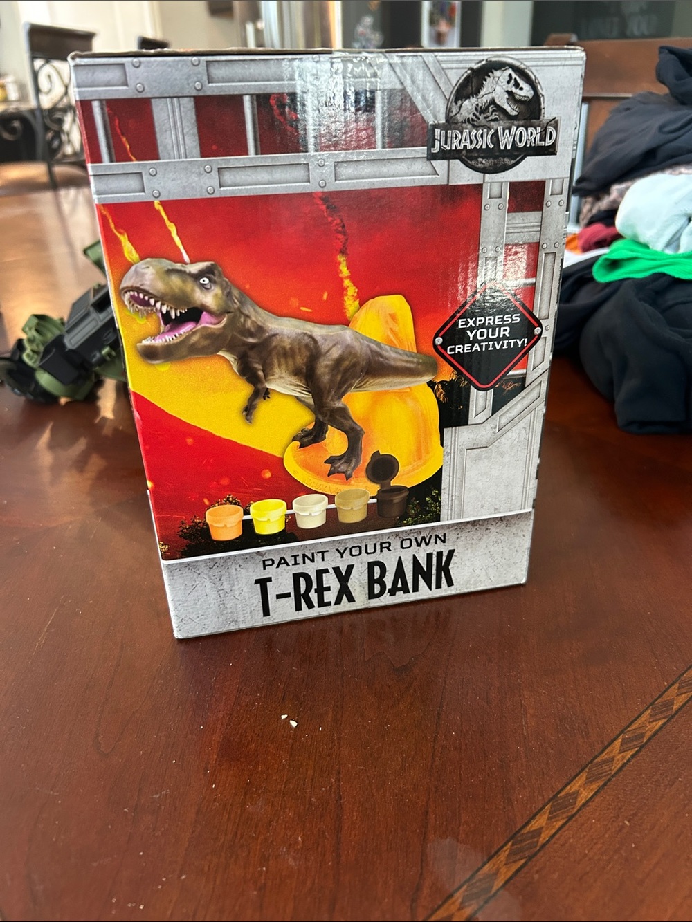 Jurassic World Paint-Your-Own T-Rex Bank – Red & Yellow Kit